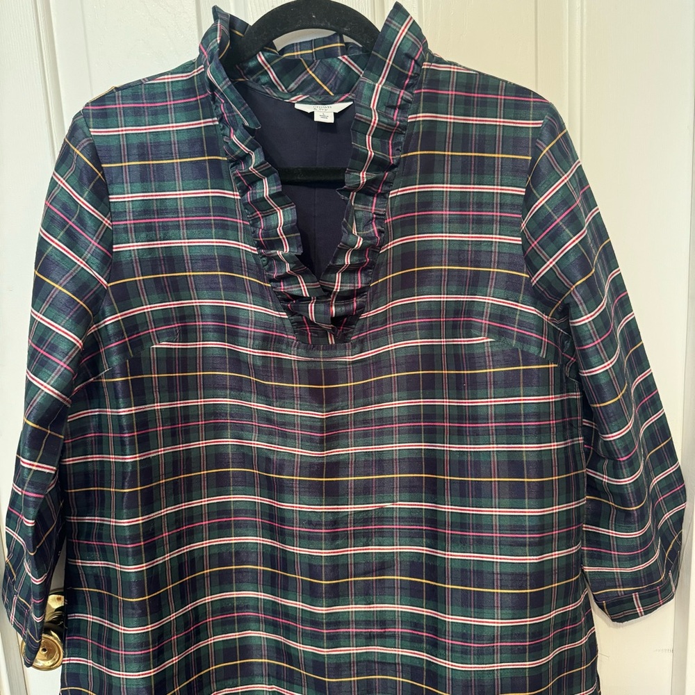 Crown & Ivy Plaid Dress Ruffle Neck / Size L - Picture 4 of 7